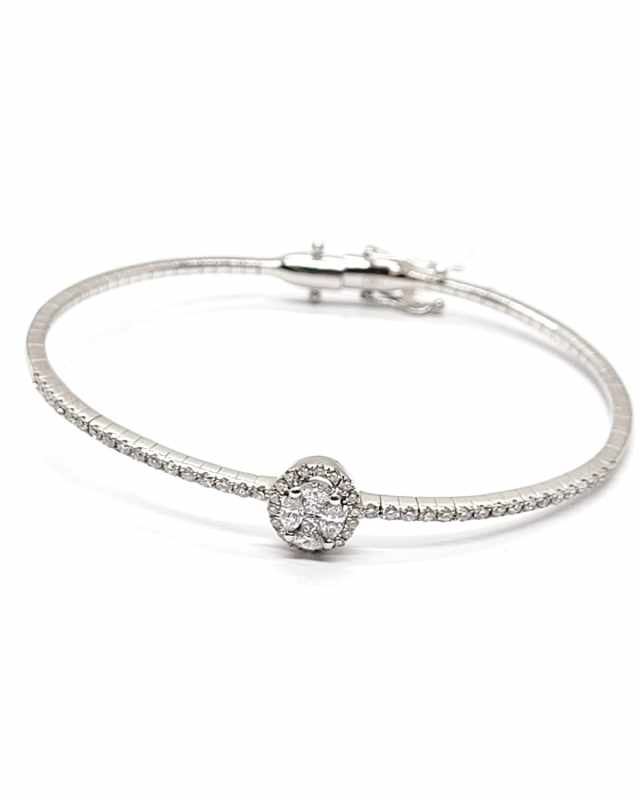 18K White Gold Diamond Bangle Bracelet